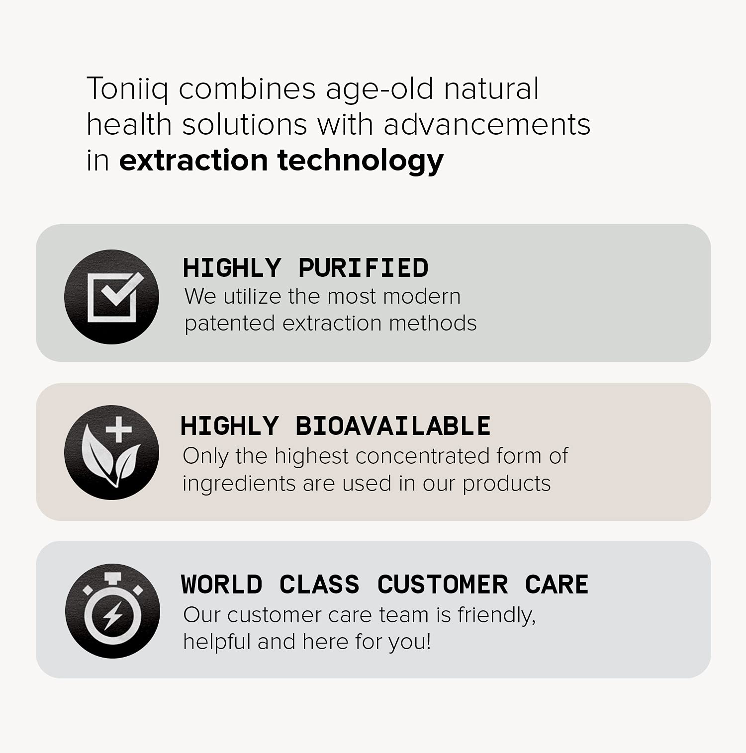 Back label of Toniiq highly purified NMN powder with nutritional information and instructions.