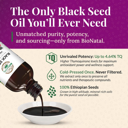 Imported BioNatal Ethiopian cumin seed oil liquid texture and bottle