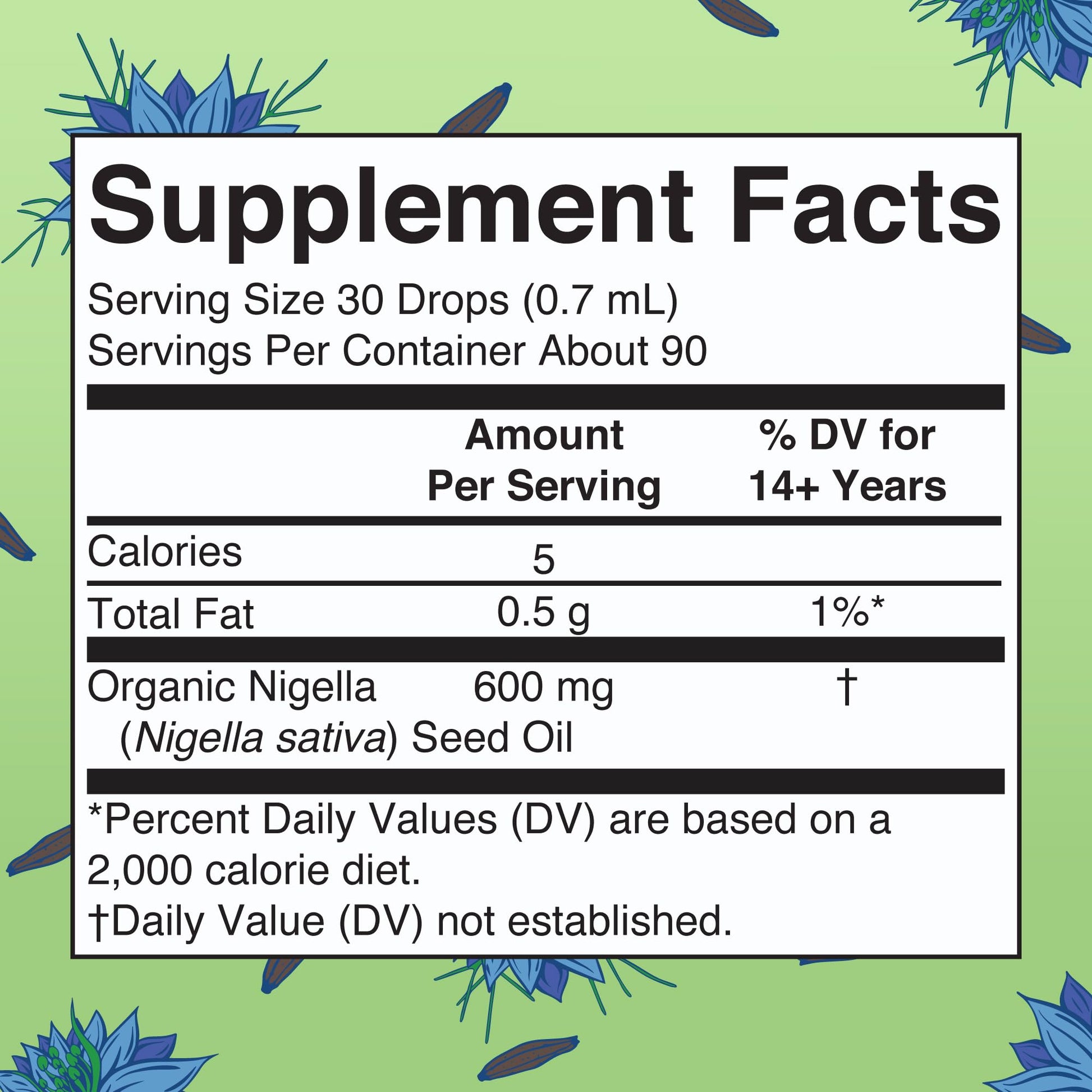 USDA Organic black cumin seed oil liquid supplement packaging showing dietary compliance labels