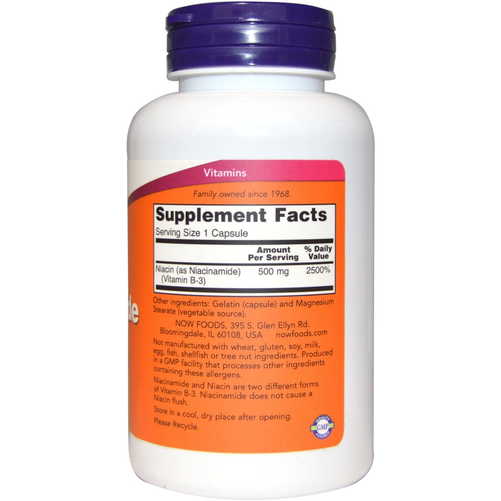 NOW Foods Niacinamide 500 mg two pack supplement bottles side by side