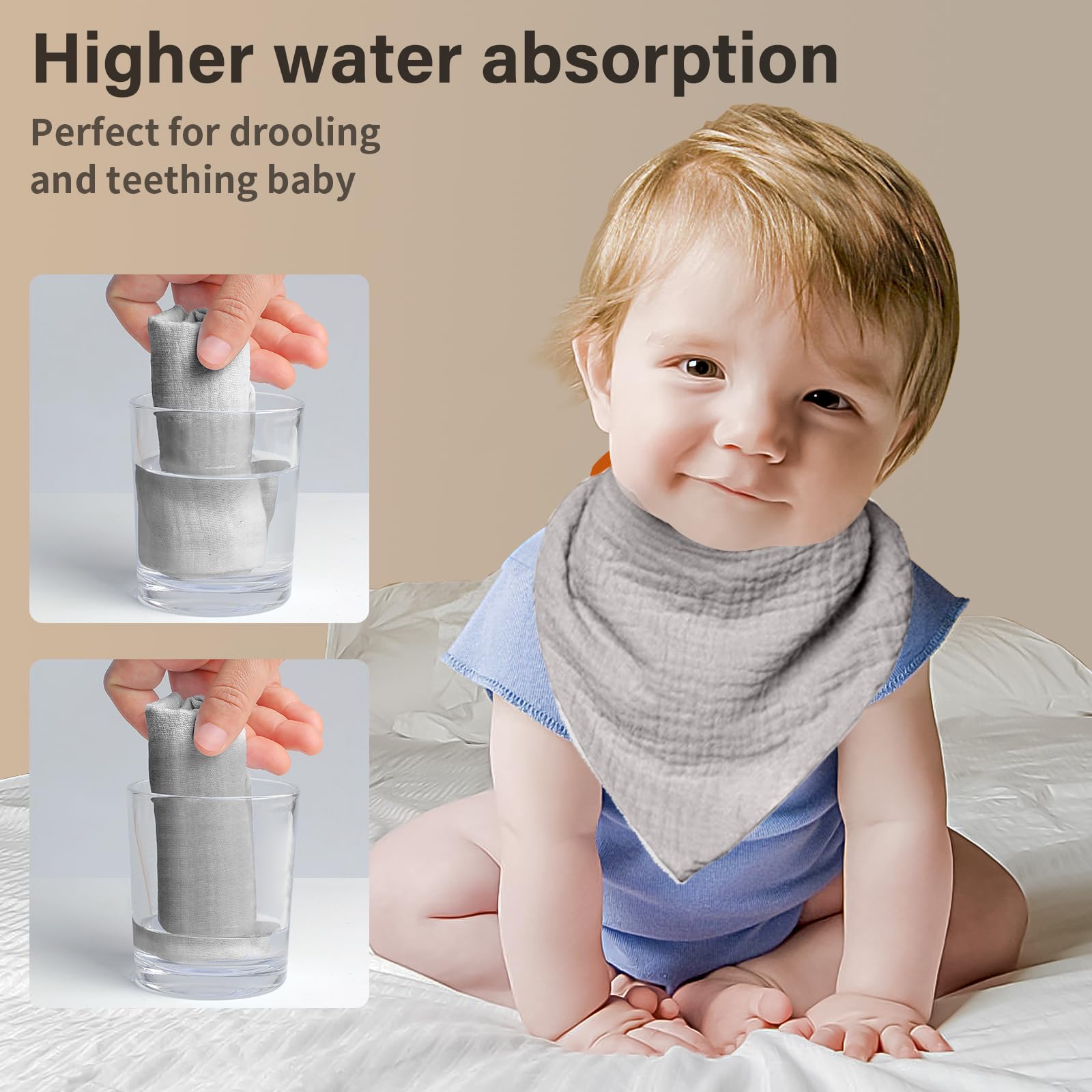 Nisxabebe absorbent drool bibs with adjustable snaps