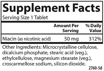 Carlson Vitamin B3 50 mg tablets displayed next to the premium supplement bottle packaging.