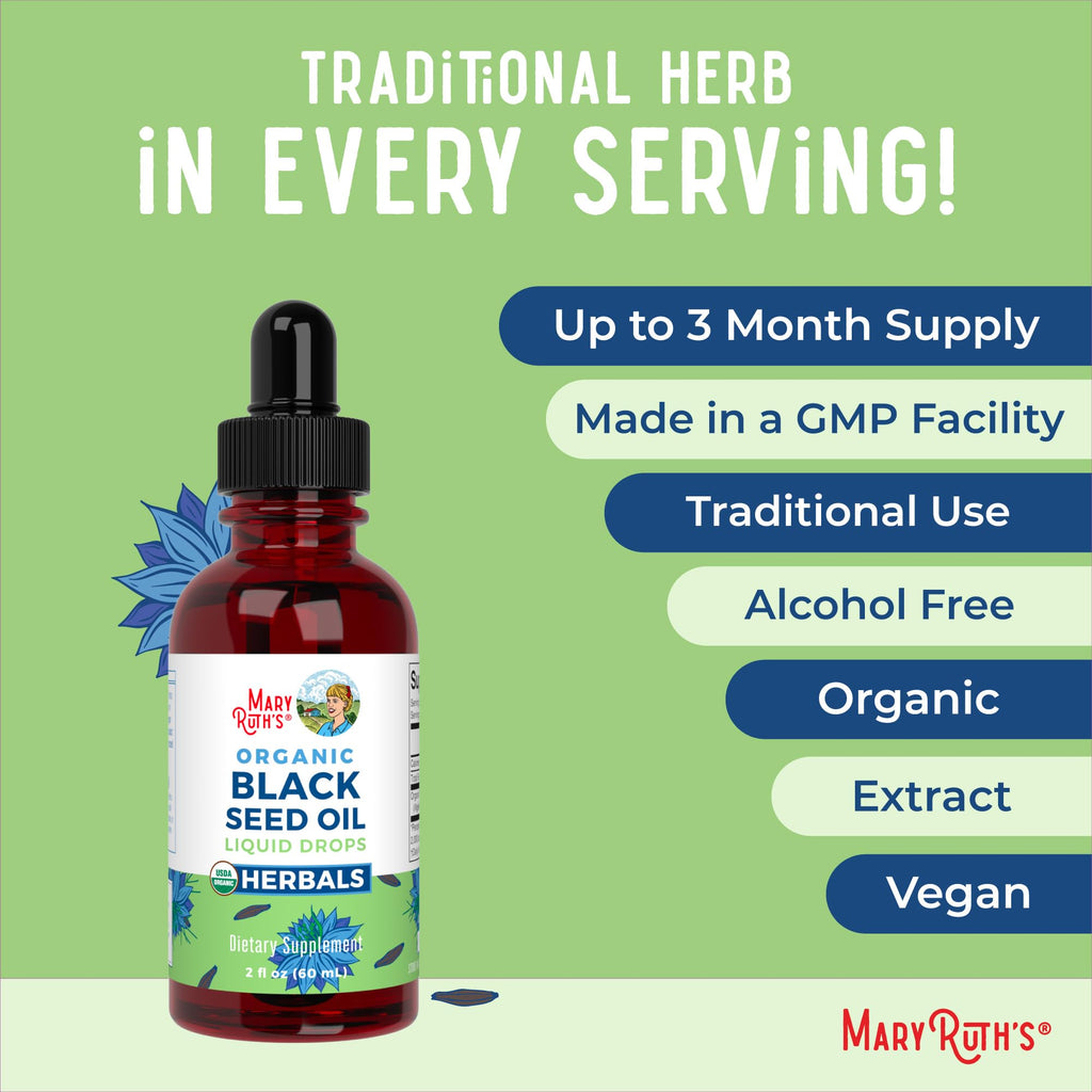 MaryRuth Organics Organic Black Seed Oil Liquid Drops lifestyle wellness setting