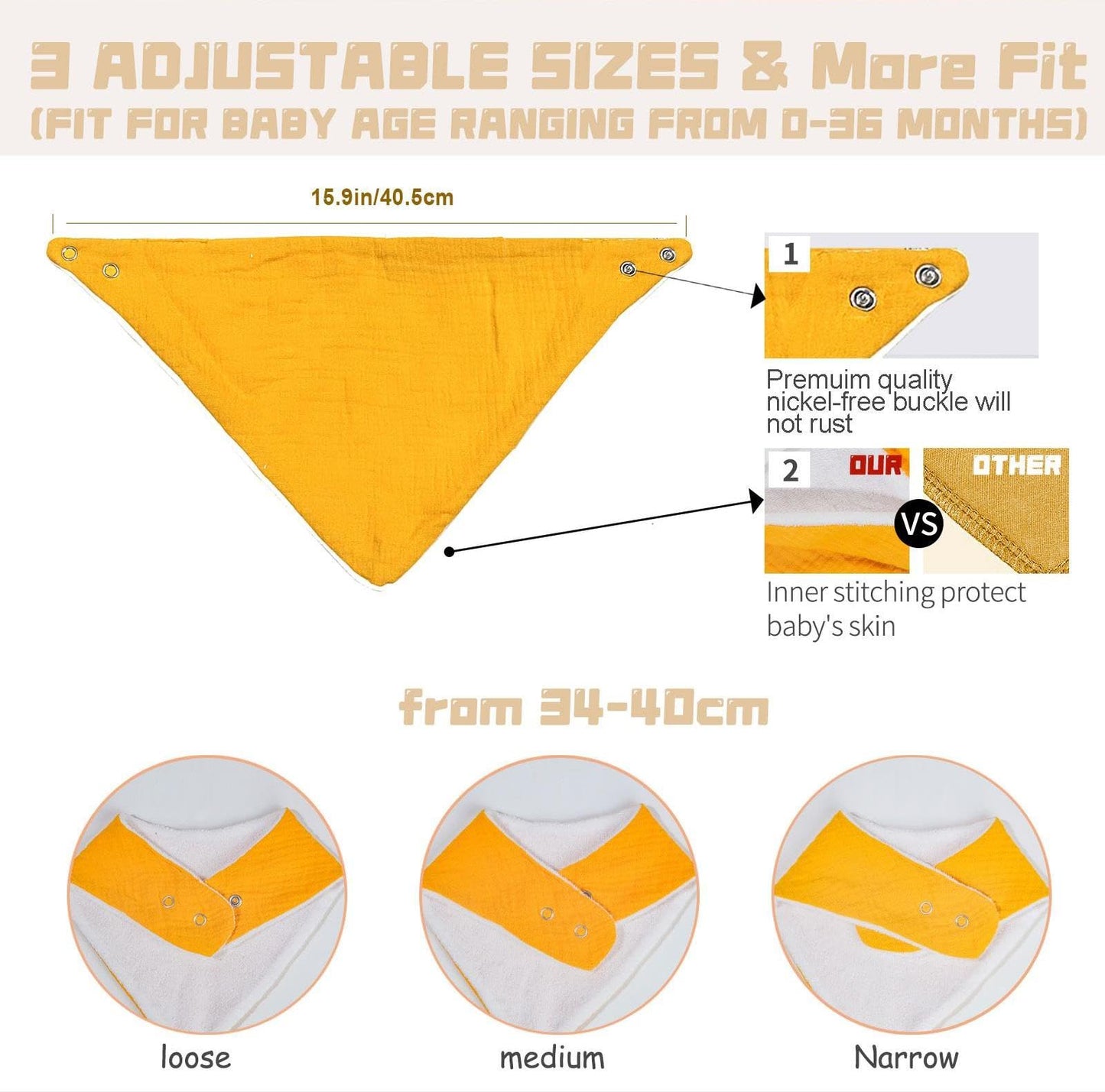 Gender neutral solid color baby bandana bibs