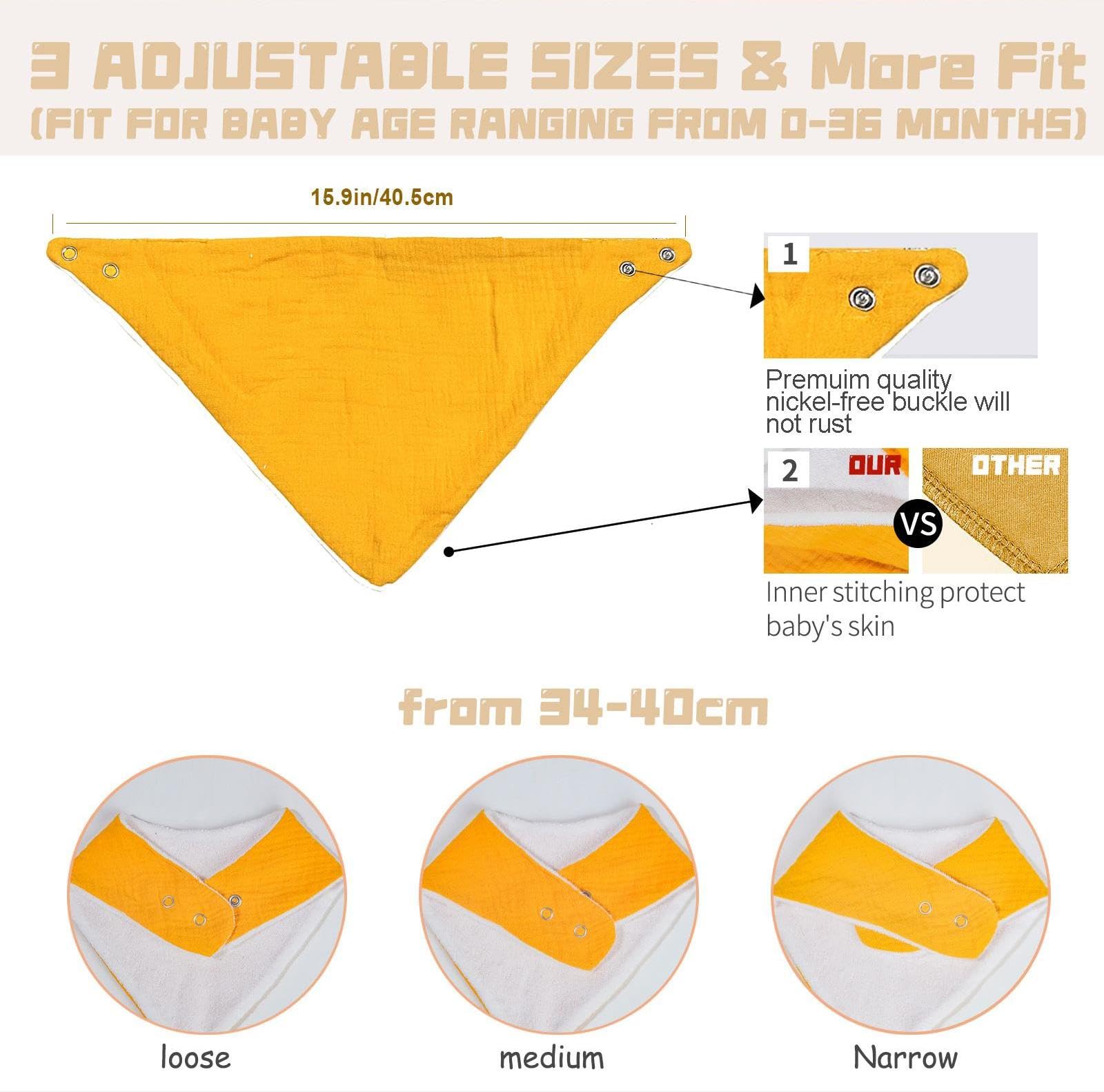 Gender neutral solid color baby bandana bibs