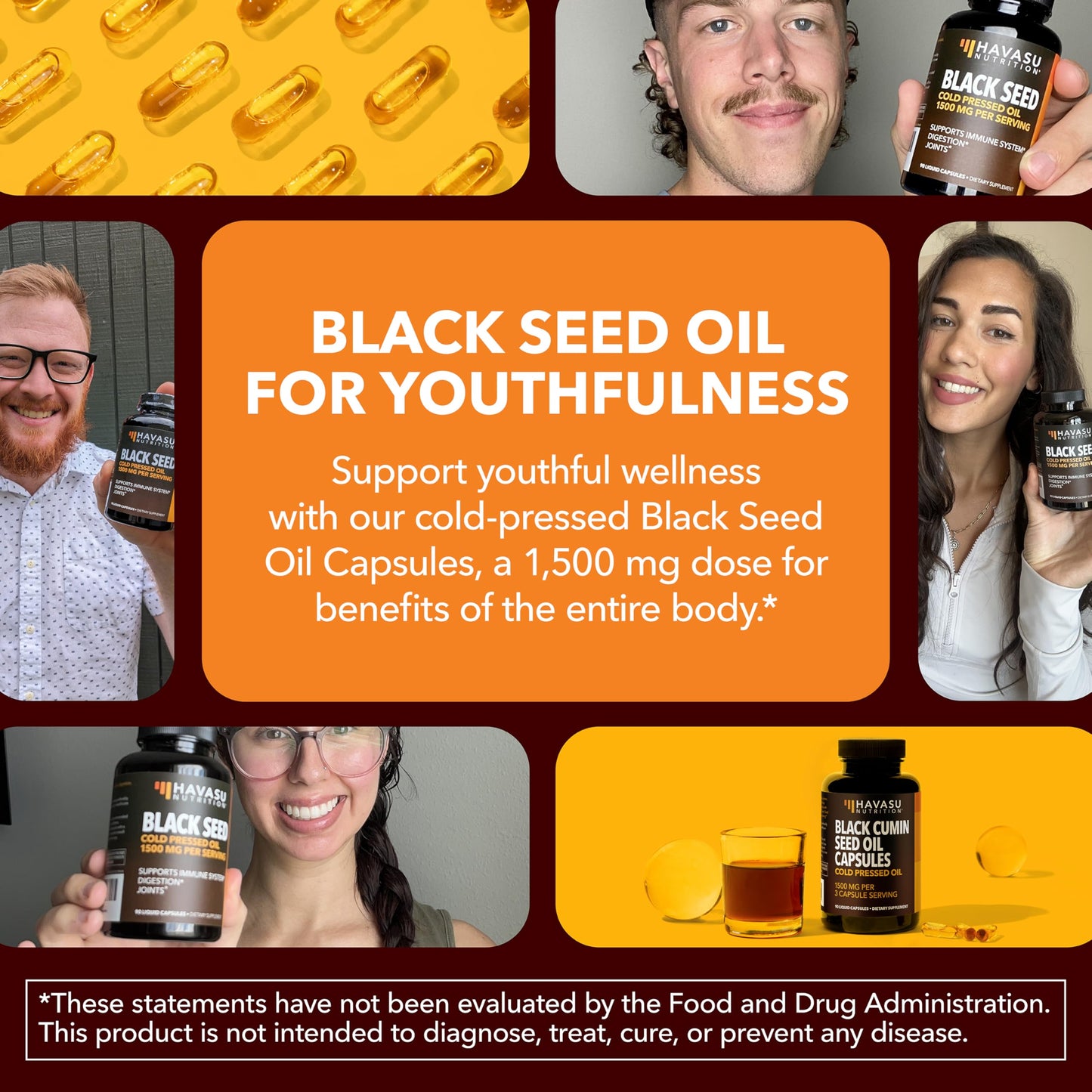 Gluten free non GMO black seed oil vegetarian capsules by Havasu Nutrition