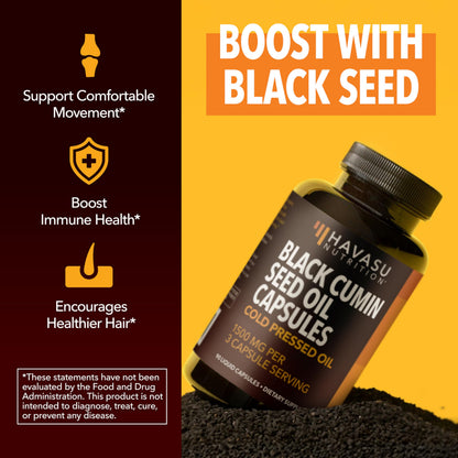 Authentic USA imported Havasu Nutrition black seed oil 90 count bottle for skin health