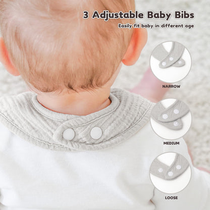 Adjustable nickel free snap closures on Susurration bandana bibs