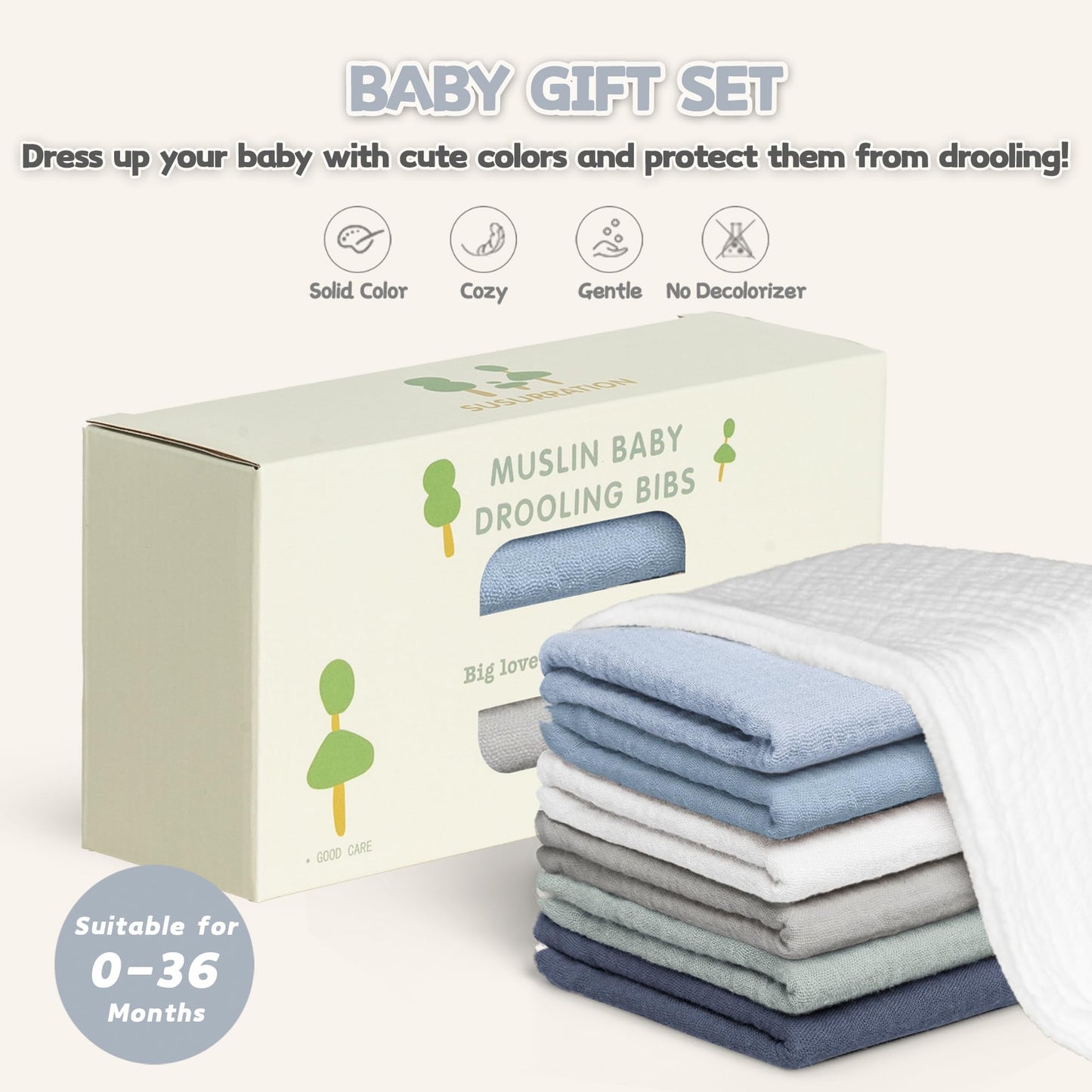 Susurration bibs worn by baby showing bandana shape