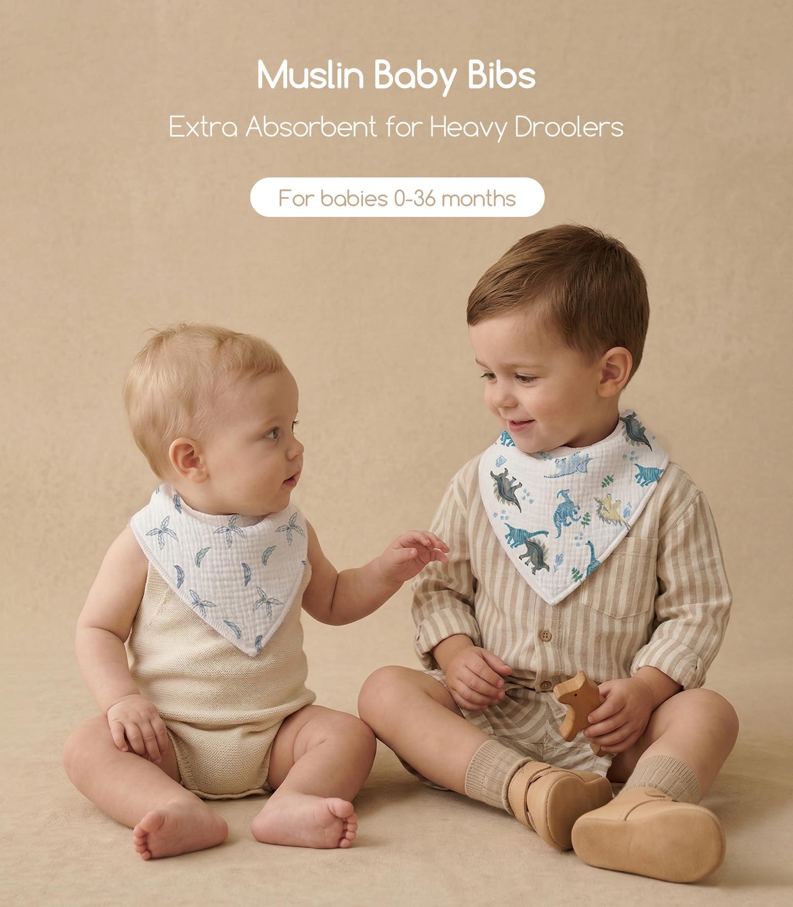 Baby wearing Civarua Kids muslin drool bib