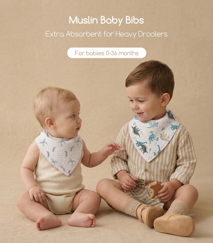 Baby wearing Civarua Kids muslin drool bib