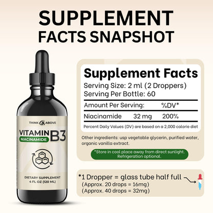 Think Above clean non GMO and gluten free liquid niacinamide formula