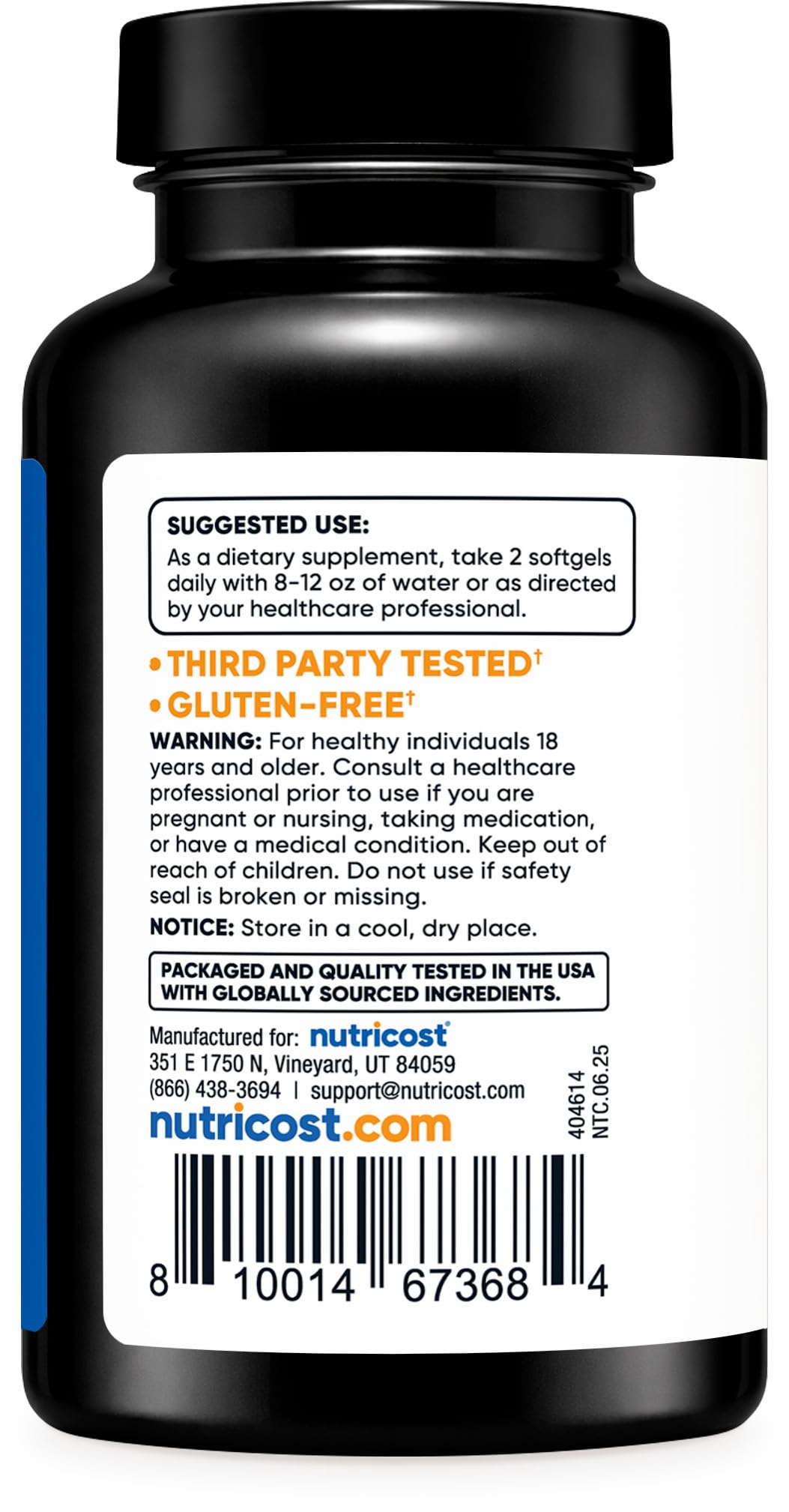Nutricost non-GMO and gluten-free black cumin seed oil capsules for skin and hair health