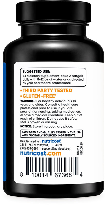 Nutricost non-GMO and gluten-free black cumin seed oil capsules for skin and hair health