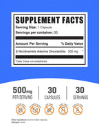 BulkSupplements NAD supplement bottle label details