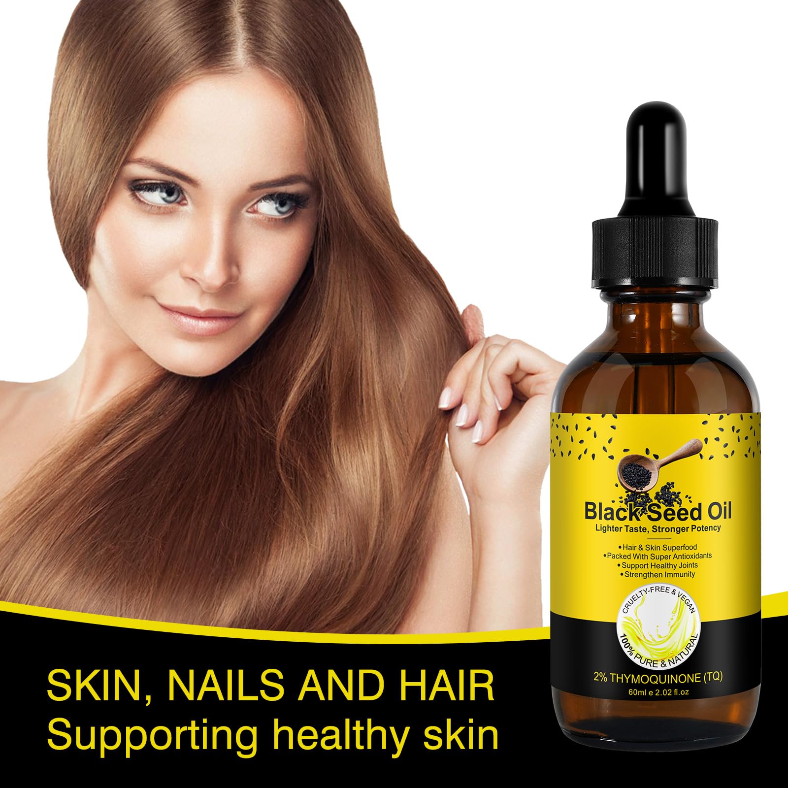 Yieegcm unrefined black seed oil for skin application showing non greasy texture on hands