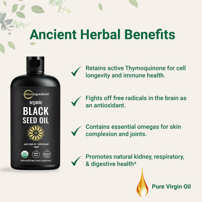 Micro Ingredients Nigella sativa oil three month supply dietary supplement bottle
