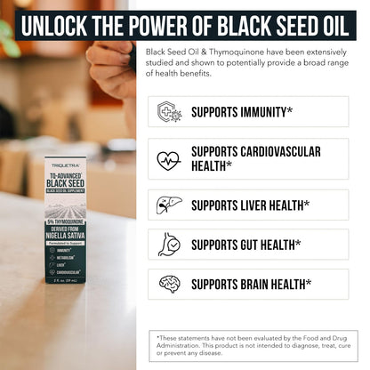 Two fluid ounce amber glass bottle of USA imported Triquetra Health supplement.