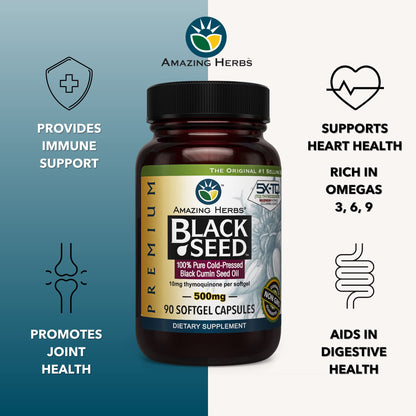 Amazing Herbs premium unrefined Nigella Sativa oil capsules dosage instructions