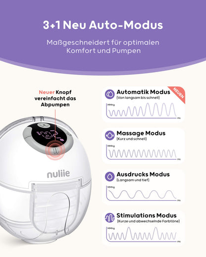 Side view of Nuliie S32 portable breast pump inside nursing bra