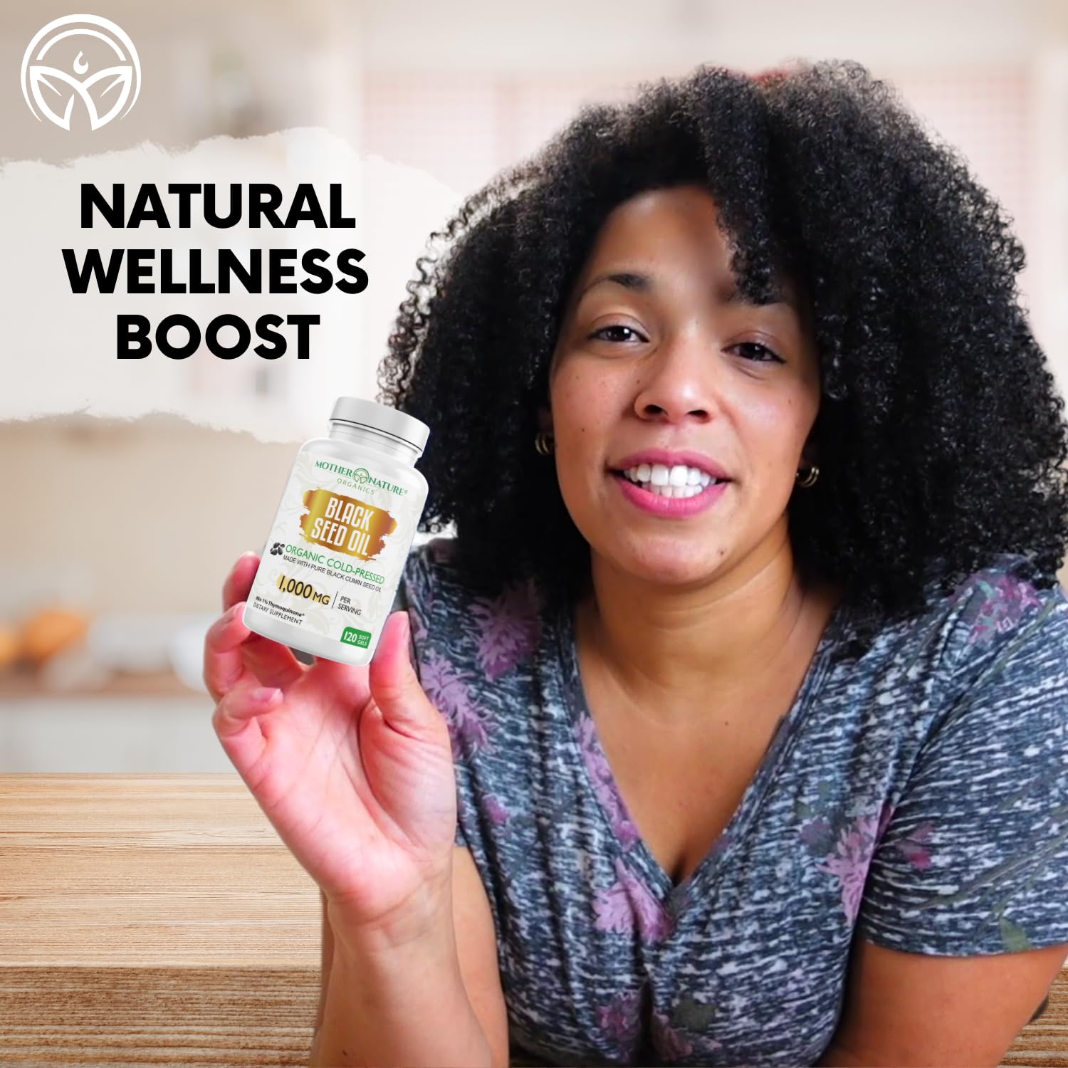 Full packaging assembly of Mother Nature Organics superfoods collection featuring non GMO verified badges.