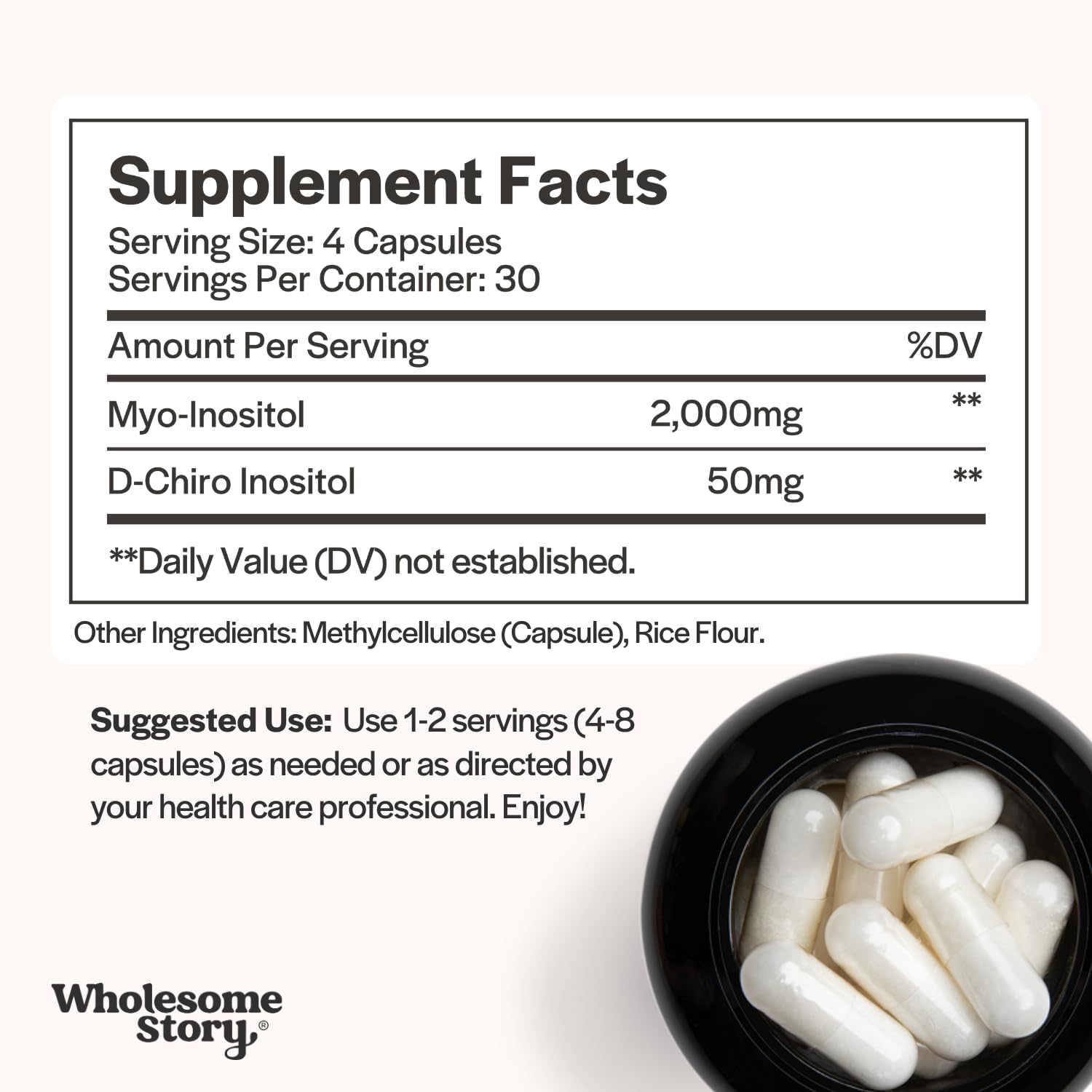 Wholesome Story hormone balance supplement bottle side view