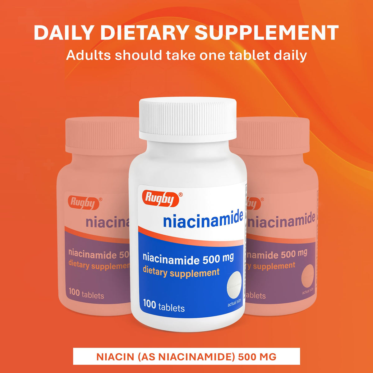 Imported Rugby Niacinamide five hundred milligrams non flushing formula dietary supplement