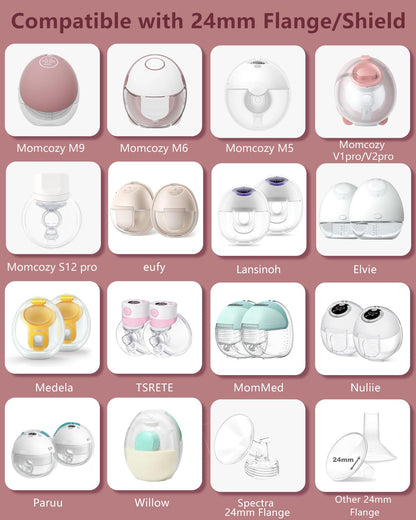 Transparent silicone flange inserts for wearable breast pumps