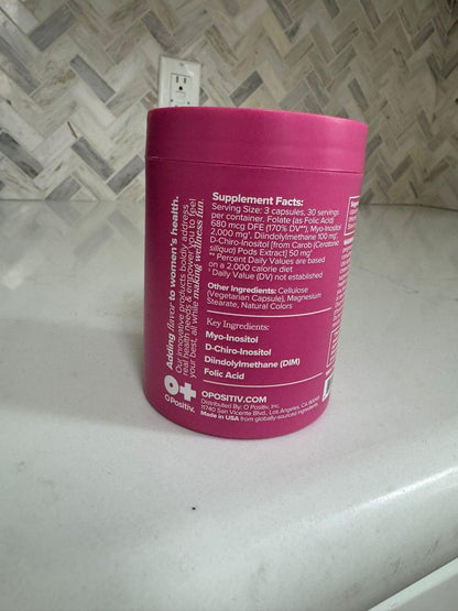O Positiv FLO authentic ovarian support dietary supplement clear side panel