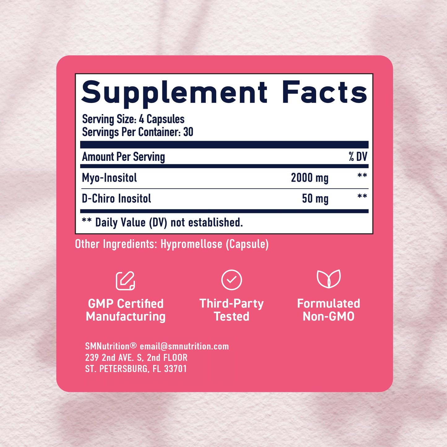 Close up of SMNutrition 40:1 ratio label detail
