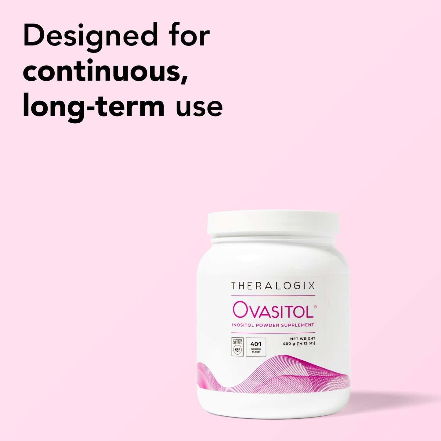 Theralogix Ovasitol women fertility supplement canister with scoop instruction details