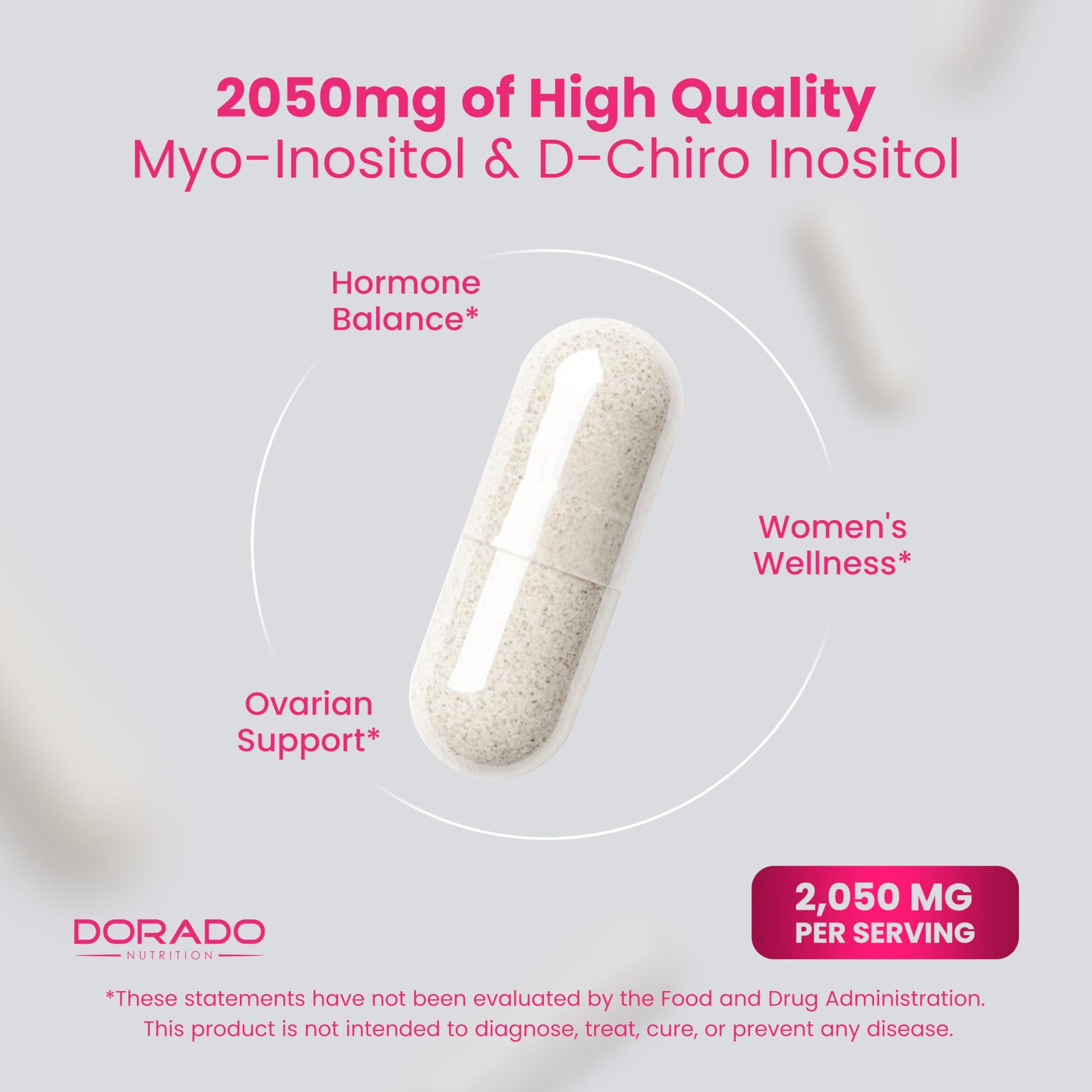Dorado Nutrition vegan safe third party tested inositol capsules for PCOS care