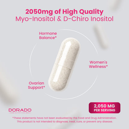 Dorado Nutrition vegan safe third party tested inositol capsules for PCOS care