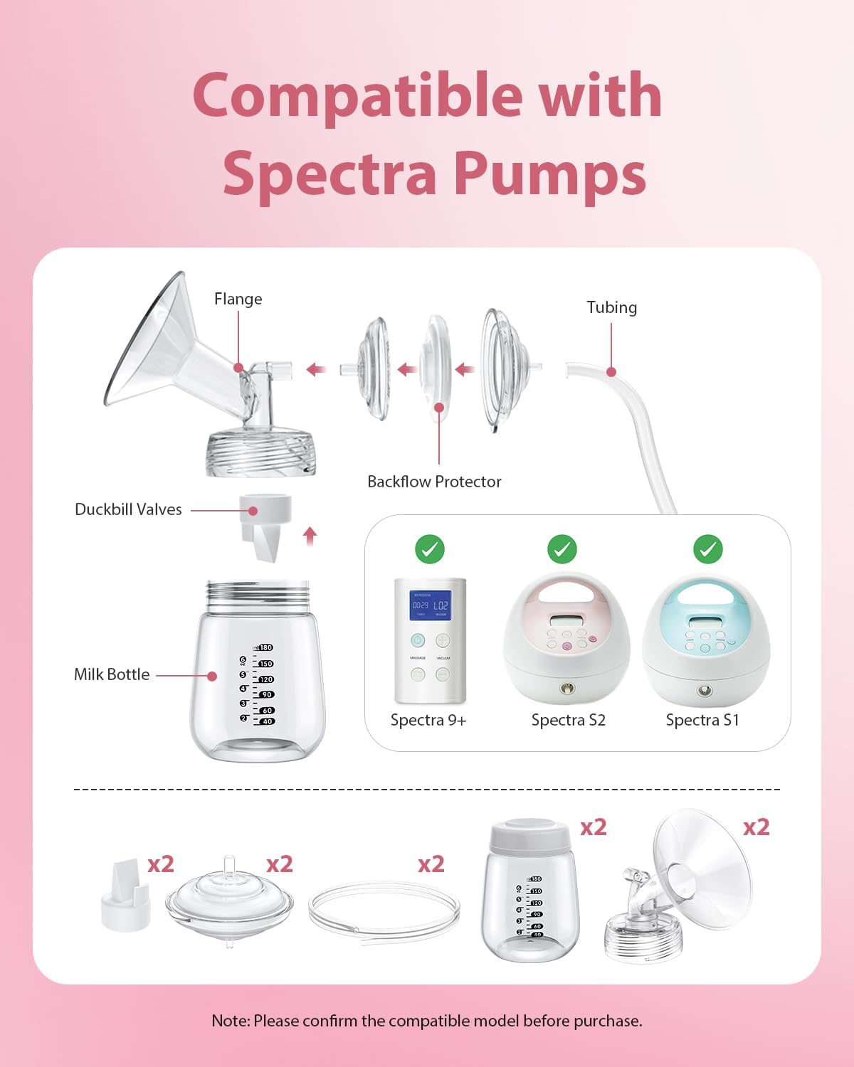 Replacement backflow protector and tubing for Spectra S1 and S2