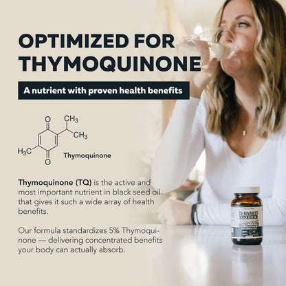 Triquetra Health raw black seed oil softgels dietary supplement packaging showing antioxidant support details