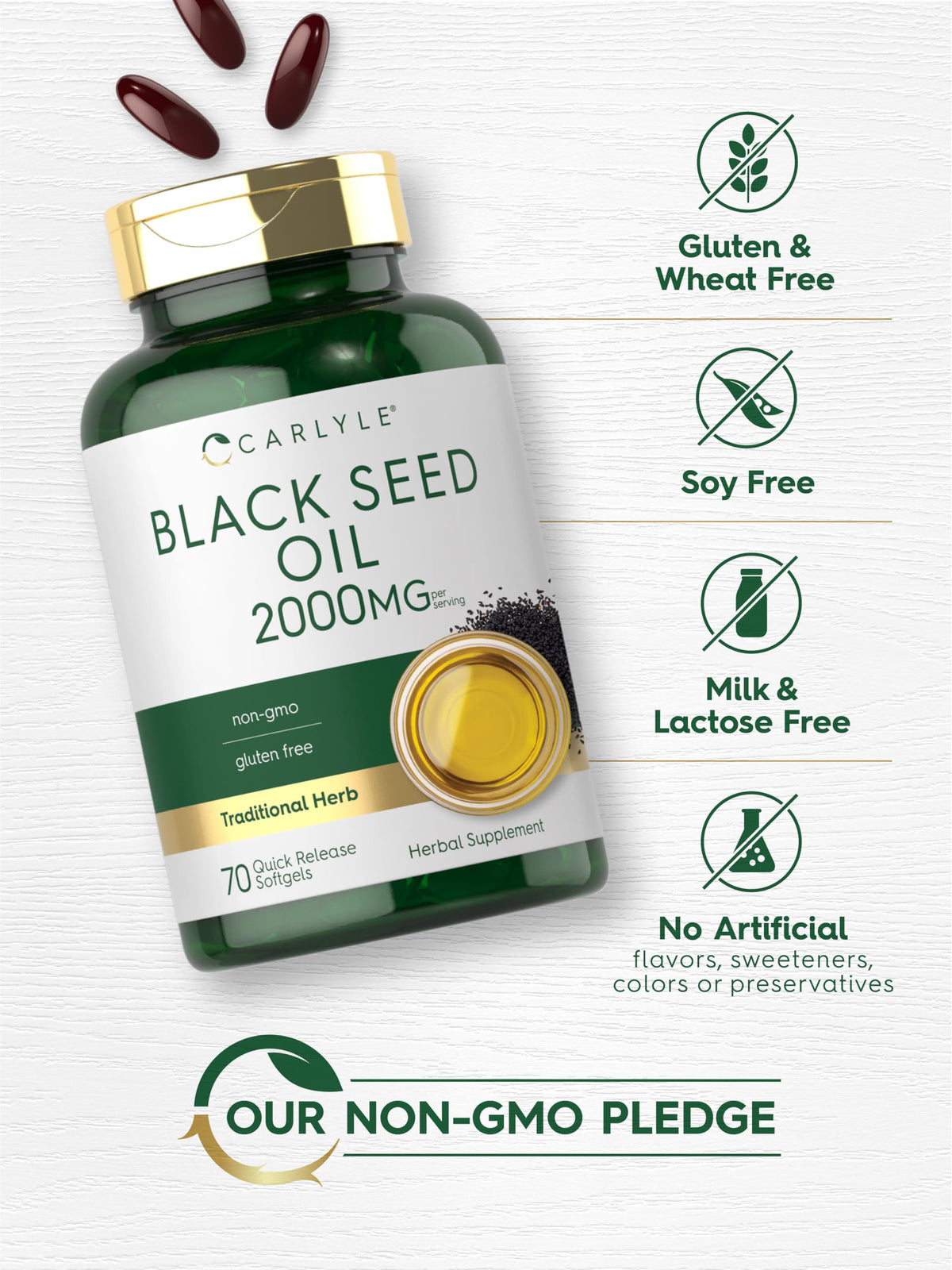 Carlyle quick release softgels close up view
