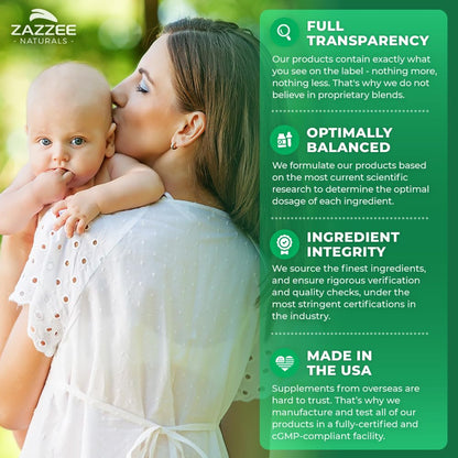 Zazzee Myo Inositol vegan and non-GMO certification icons