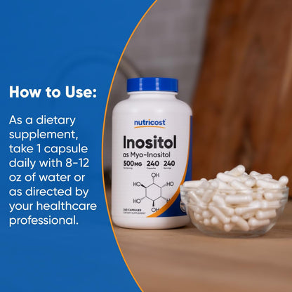 Authentic Nutricost Inositol bottle packaging for imported health supplements