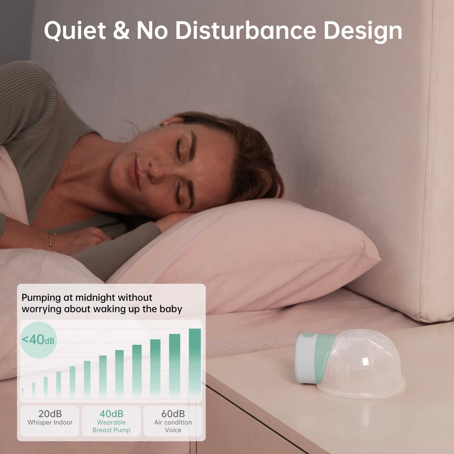 Wearable breast pump showing the LCD display interface