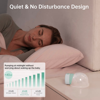 Wearable breast pump showing the LCD display interface
