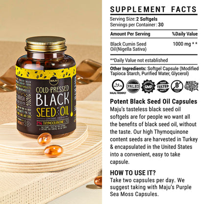 Authentic USA imported premium black seed oil capsules on a clean background for daily wellness