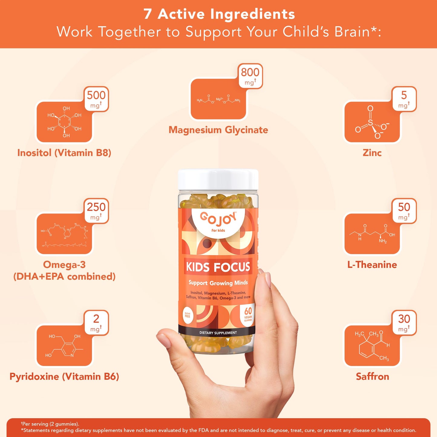 Close up of Gojoy Naturals supplement ingredient list