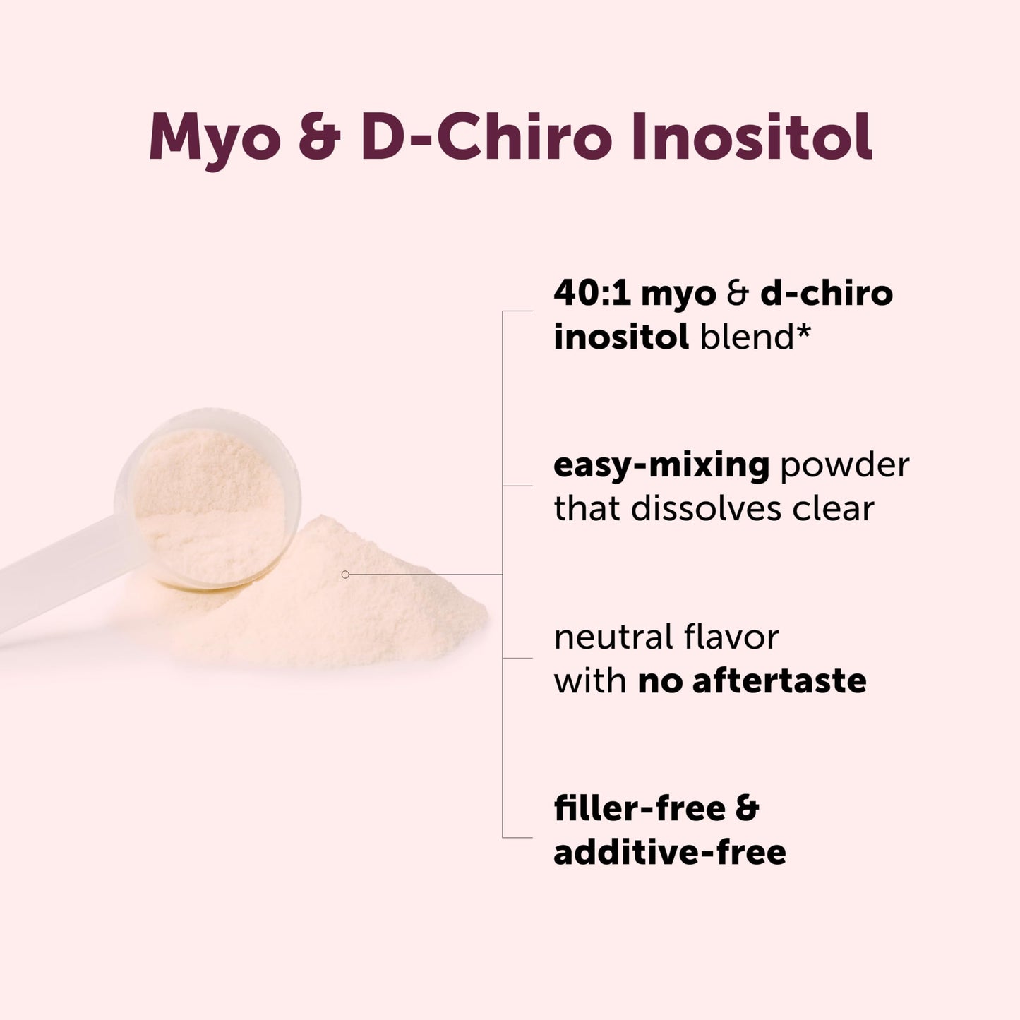 Unflavored inositol powder mix showing fine texture for easy beverage blending