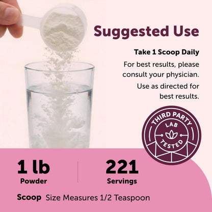 Back label of Micro Ingredients inositol supplement indicating two hundred twenty one servings