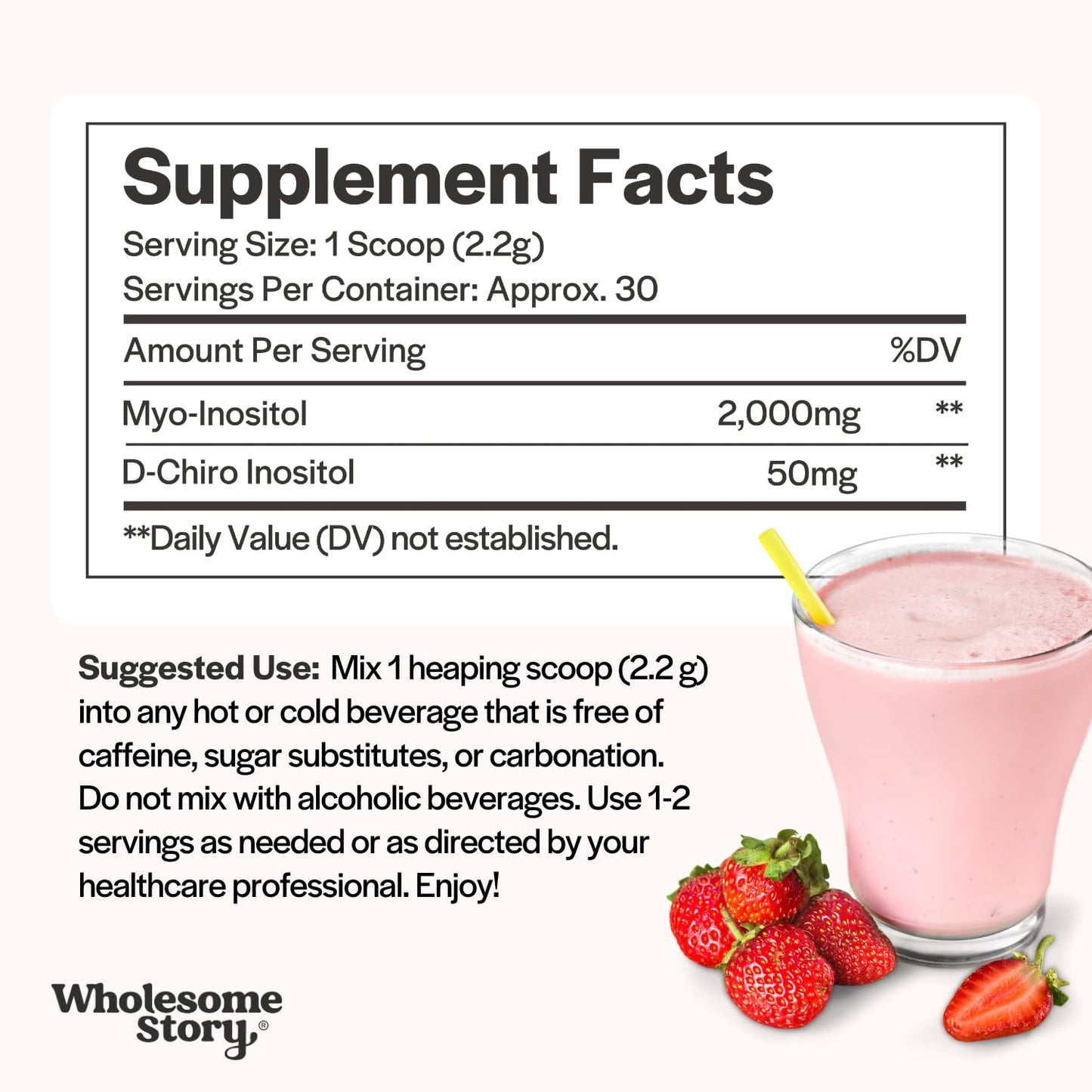 Wholesome Story inositol powder 40 to 1 ratio packaging