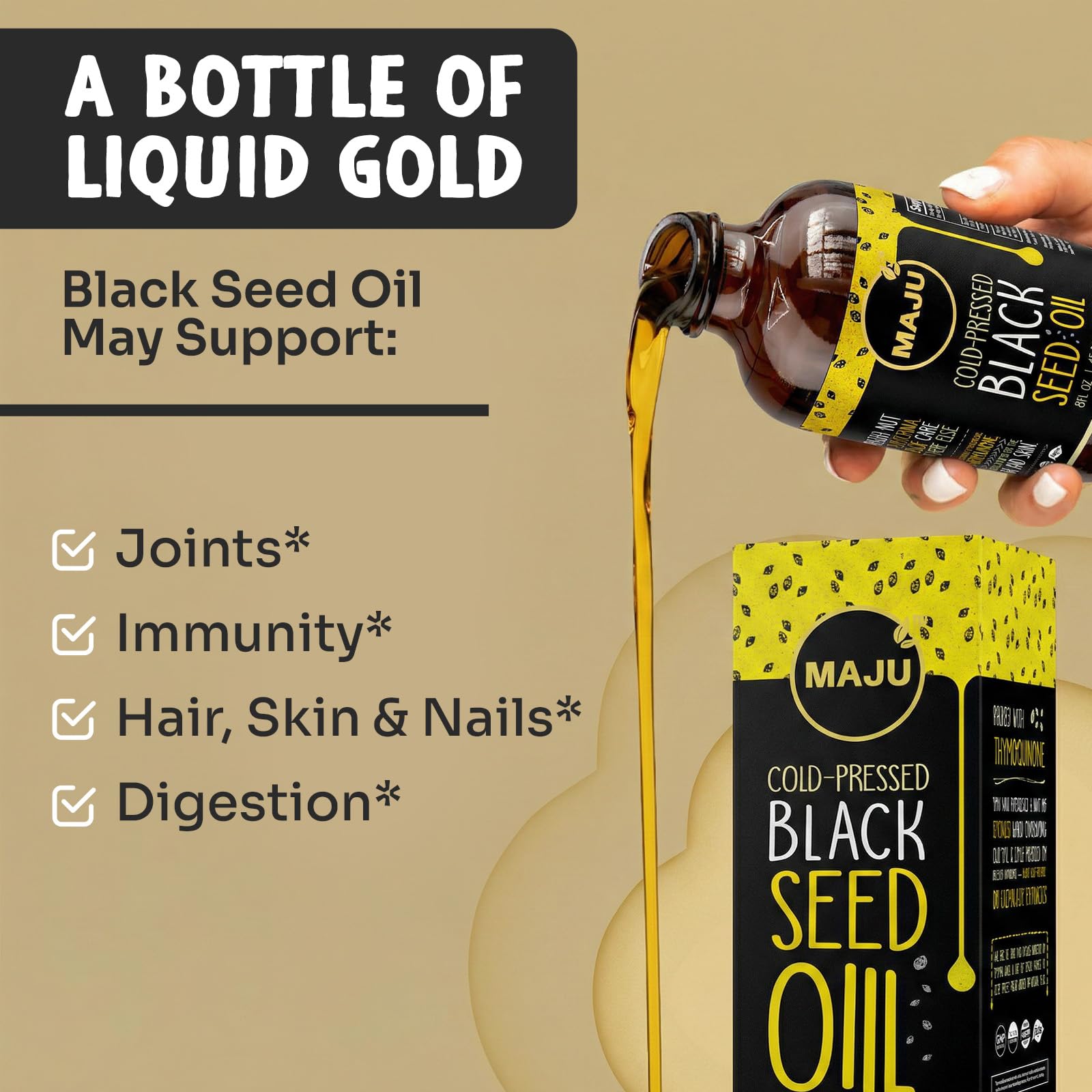 Maju Superfoods liquid pure blackseed oil dietary supplement for immune support