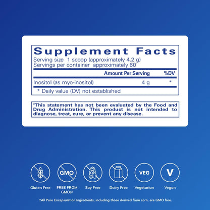 Pure Encapsulations Inositol supplement powder label details