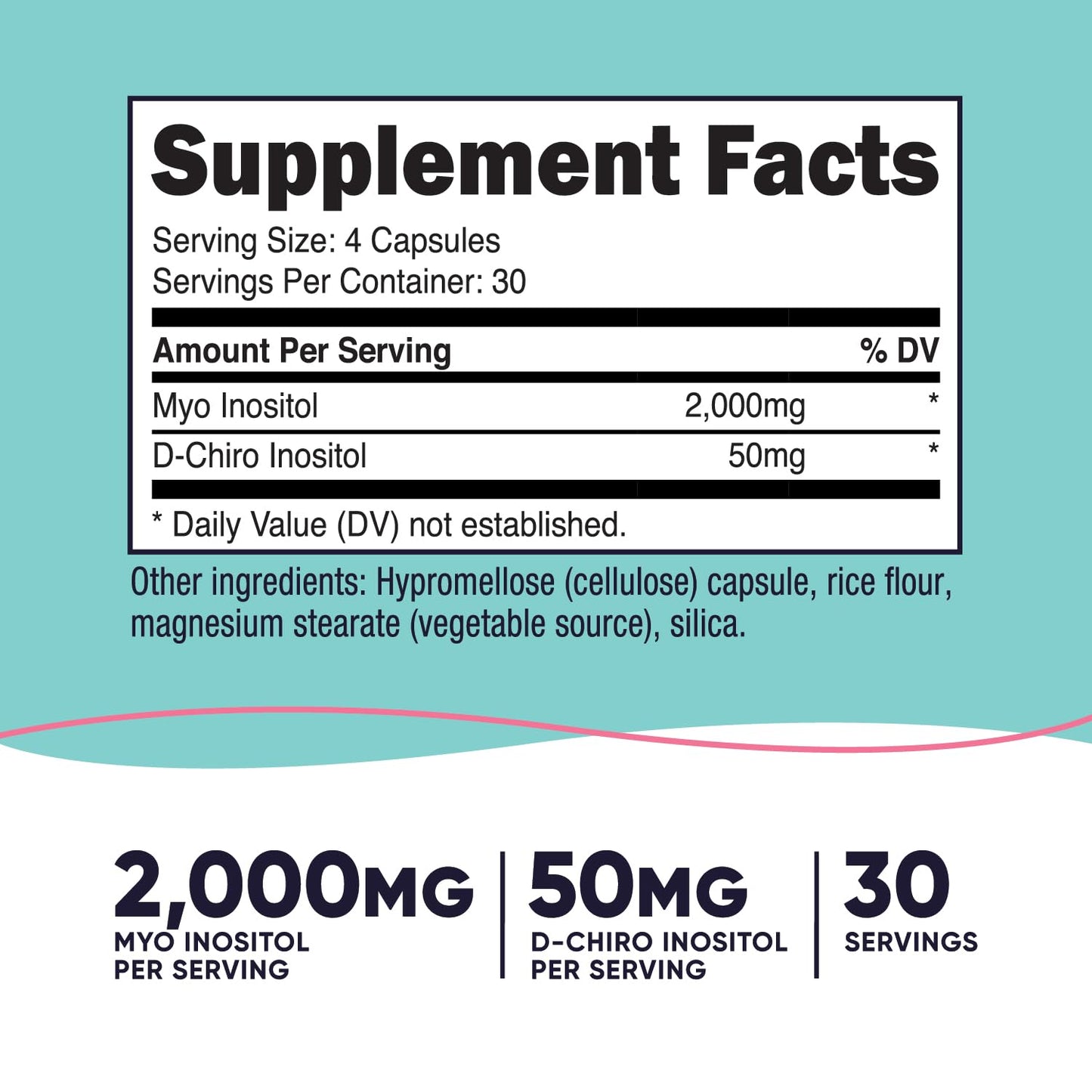 Nutricost Women inositol supplement nutritional facts label