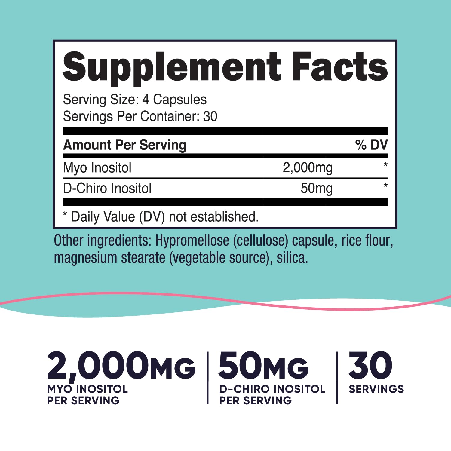 Nutricost Women inositol supplement nutritional facts label