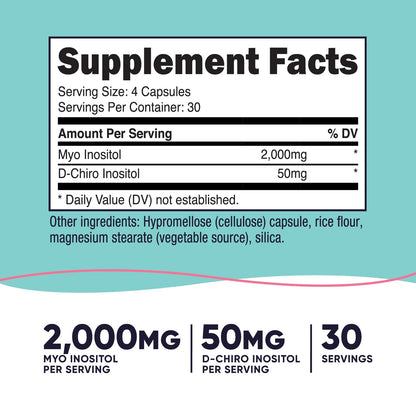 Nutricost Women inositol supplement nutritional facts label